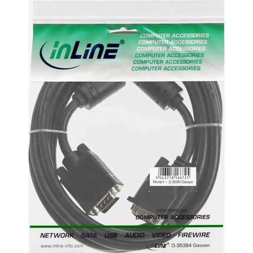Naar omschrijving van 17782A - InLine DVI-A kabel  12+5 Male naar 15-pins HD Male VGA, 3m