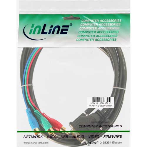 Naar omschrijving van 17901E - InLine DVI-I kabel,  24+5 Male naar 3x Tulpplug RGB, 1m