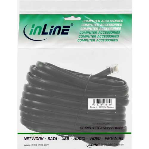 Naar omschrijving van 18840 - InLine Modulaire kabel RJ12,  M/M, 6P6C, 10m