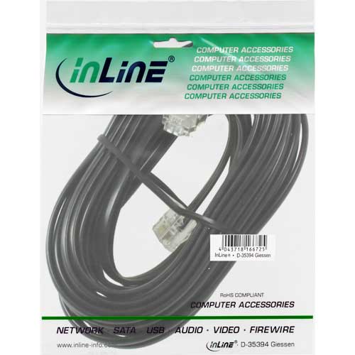 Naar omschrijving van 18844N - InLine Modulaire kabel RJ11,  M/M, 6P4C, 6m