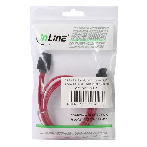 Naar omschrijving van 27307 - InLine SATA 6Gb/s kabel,  met vergrendeling, 0.75m