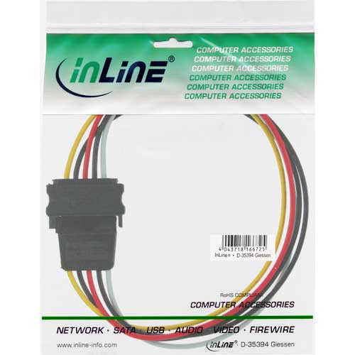 Naar omschrijving van 29651A - InLine SATA power supply extension cable, SATA M/F 0.3m