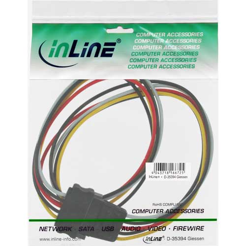 Naar omschrijving van 29651B - InLine SATA power supply extension cable, SATA M/F 0.5m