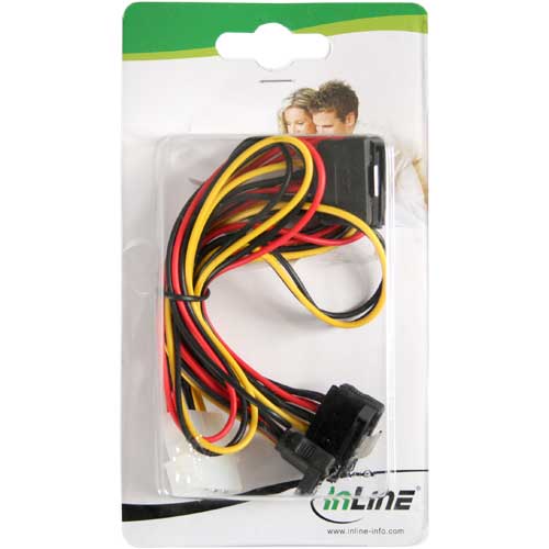 Naar omschrijving van 29672B - InLine Interne Y-voedingskabel,  1x 5.25Inch (13.34cm) naar 4x SATA haaks met vergrendeling, 40+55cm