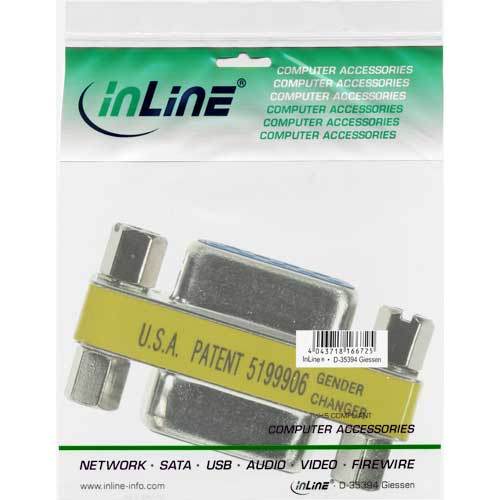Naar omschrijving van 32224 - InLine Mini Gender Changer,  9-pins socket/socket