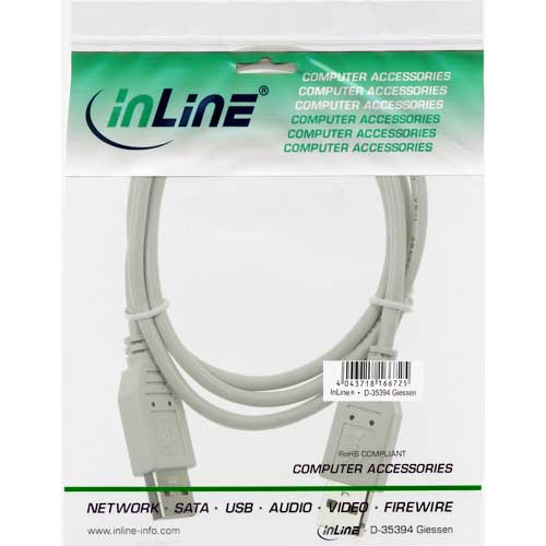 Naar omschrijving van 34318H - InLine USB 2.0 kabel,  beige, AM/AM, 2m