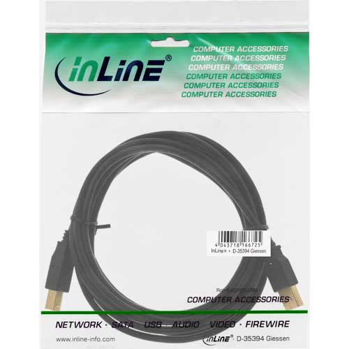 Naar omschrijving van 34650B - InLine USB 2.0 kabel,  zwart, A M/V, 0.5m