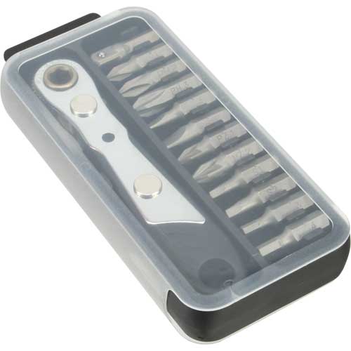 Naar omschrijving van 43034T - Inline pocket tool set, mini ratchet wrench with 12pcs. bit set