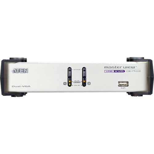 Naar omschrijving van 60652W - KVM Switch, 2-fold Dual View, ATEN CS-1742, USB+audio