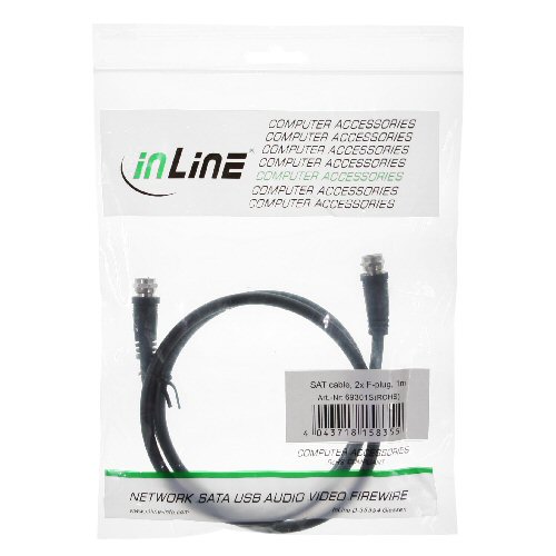 Naar omschrijving van 69305S - InLine SAT kabel,  2x afgeschermd, 2x F-stekker, >75dB, zwart, 5m