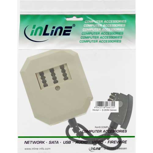 Naar omschrijving van 69901 - InLine TAE adapter,  TAE-F stekker naar TAE NFF + RJ11 (6P4C) socket, 0.2m