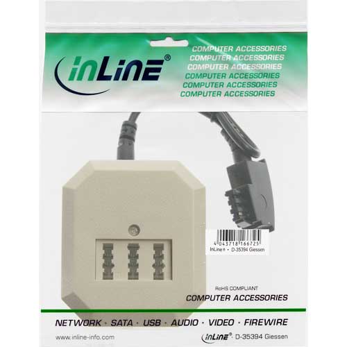 Naar omschrijving van 69905 - InLine TAE adapter, TAE-F stekker naar TAE NFN + RJ11 socket, 0.2m