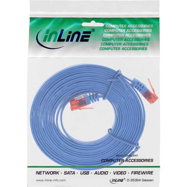 Naar omschrijving van 71607B - InLine Platte patchkabel,  UTP, Cat. 6, blauw, 7m