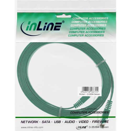 Naar omschrijving van 71603G - InLine Platte patchkabel,  UTP, Cat. 6, groen, 3m