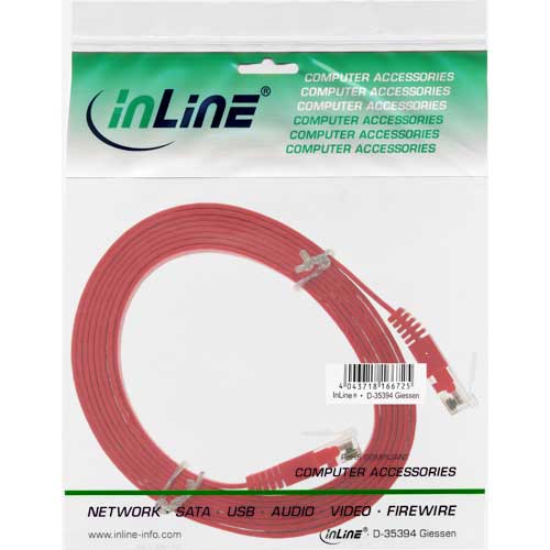 Naar omschrijving van 71603R - InLine Platte patchkabel,  UTP, Cat. 6, rood, 3m