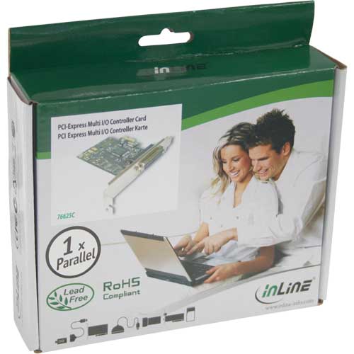 Naar omschrijving van 76625C - InLine Parallel Port Interface Card ECP + EPP + SPP Controller PCI-E