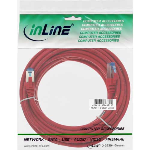 Naar omschrijving van 76807R - InLine Patchkabel Cat.6(A) S-STP/PiMF,  LSZH 500MHz, rood, 7.5m