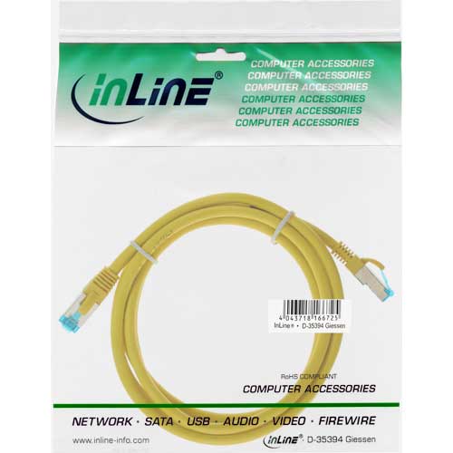 Naar omschrijving van 76802Y - InLine Patchkabel Cat.6(A) S-STP/PiMF,  LSZH 500MHz, geel, 2m