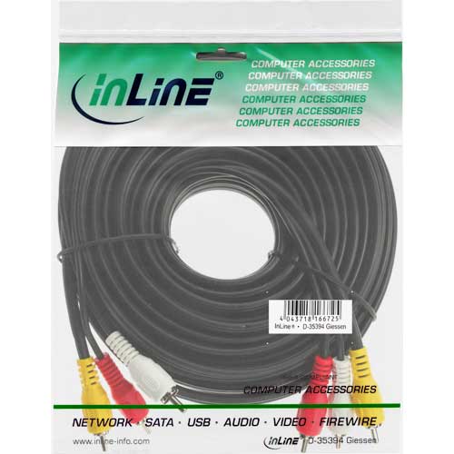 Naar omschrijving van 89611 - InLine AV-kabel,  3x Tulp M/M, 1m