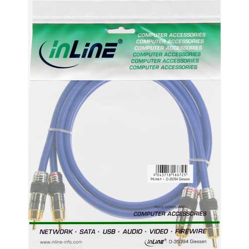 Naar omschrijving van 89702P - InLine Tulp audiokabel,  Premium, vergulde contacten, 2x Tulp M/M, 2m