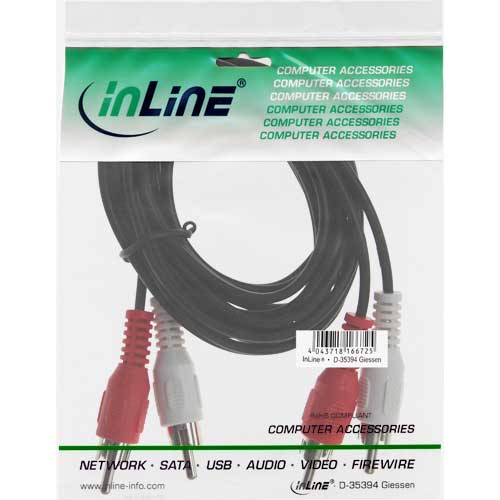 Naar omschrijving van 89931A - InLine Audiokabel,  2x Tulp M/M, 15m