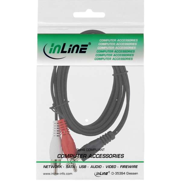 Naar omschrijving van 89939 - InLine Audiokabel,  2x Tulp M naar 3.5mm M stereo, 2m
