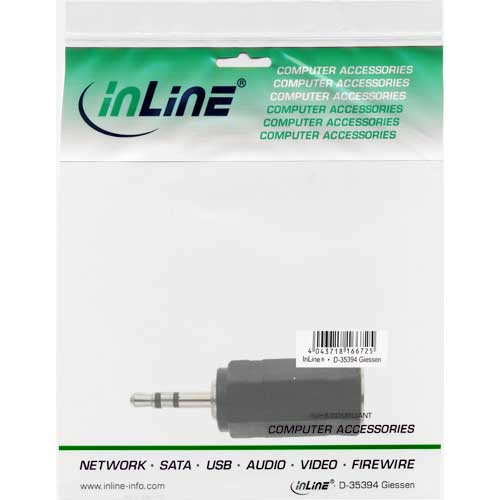 Naar omschrijving van 99308 - InLine Audio adapter,  2.5mm M naar 3.5mm V, Stereo