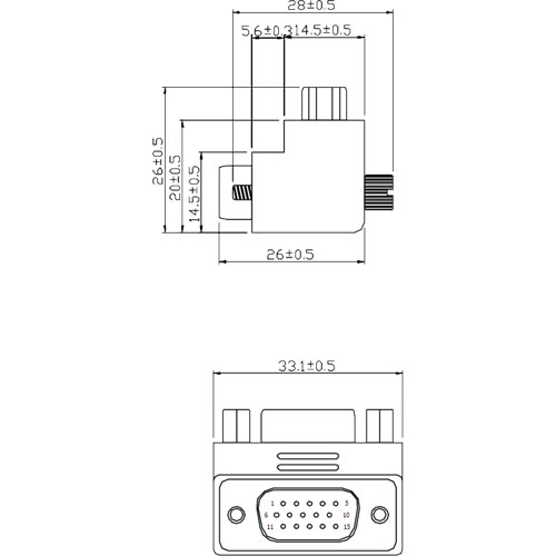 Naar omschrijving van 37248I - InLine VGA Adaptor 90° 15pin male/female