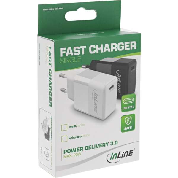 Naar omschrijving van 31500C - InLine USB PD Charger Single USB Type-C, Power Delivery, 20W, white