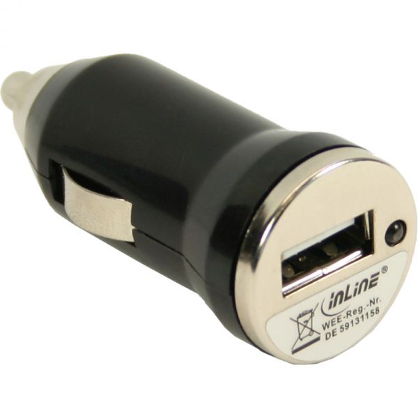 Naar omschrijving van 31502K - InLine USB autolader voedingsadapter, 12/24VDC -> 5V DC/1A