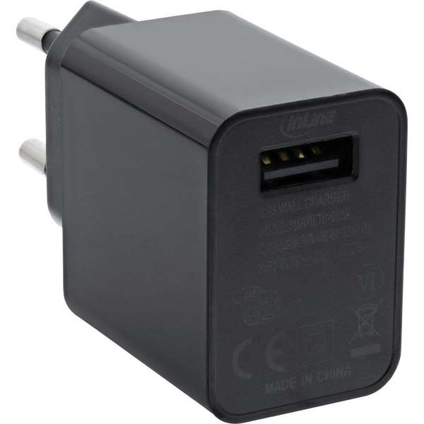 Naar omschrijving van 31507B - InLine USB Power Adapter Single, 100-240V to 5V/2.5A, black