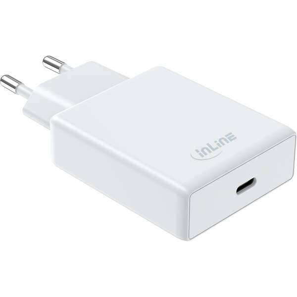 Naar omschrijving van 31565W - InLine USB power supply charger, single USB-C, PD, AVS, 65W, white