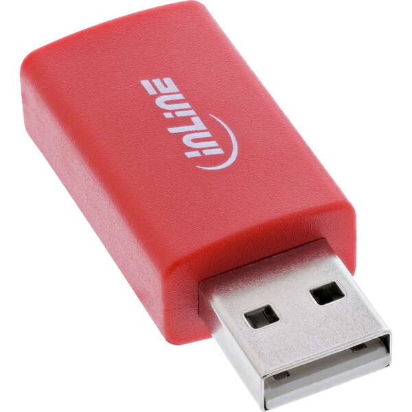 Naar omschrijving van 31653 - InLine USB data blocker, USB-A plug to USB-A socket adapter, 5 V, 1.5 A