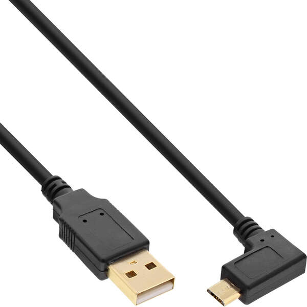 Naar omschrijving van 31715T - InLine Micro USB 2.0 Cable USB Type A male / Micro-B male, angled, black, 1.5m