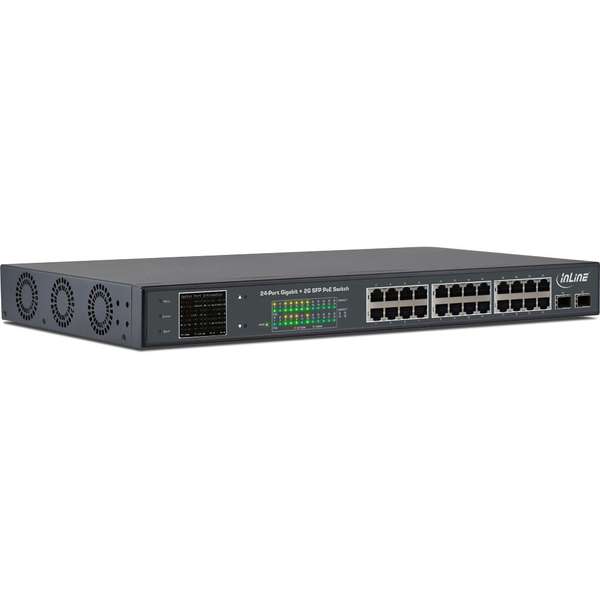 Naar omschrijving van 32324P - InLine PoE+ Gigabit Network Switch 24 Port, 1GBit/s, 2x SFP, 48,26cm