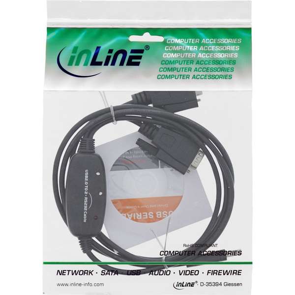 Naar omschrijving van 33305M - InLine USB 2.0 to 2x Serial Adapter Cable USB-A to 2x 9 Pin Sub-D male 1.5m