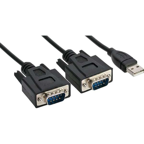 Naar omschrijving van 33305M - InLine USB 2.0 to 2x Serial Adapter Cable USB-A to 2x 9 Pin Sub-D male 1.5m
