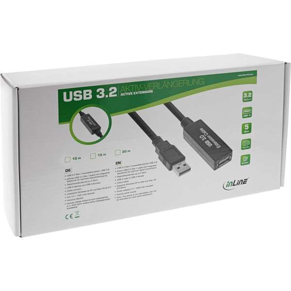 Naar omschrijving van 35655 - InLine USB 3.0 Cable Active Repeater Cable Type A male to A female black 10m