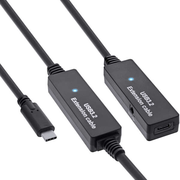 Naar omschrijving van 35656C - InLine USB 3.2 Gen.1 active extension, USB-C male to USB-C female, 15m