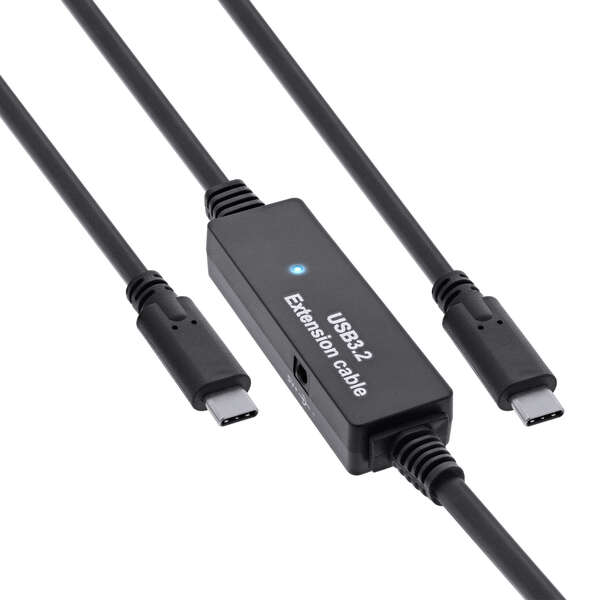 Naar omschrijving van 35670C - InLine USB 3.2 Gen.1 active cable, USB-C plug to USB-C plug, black, 5m