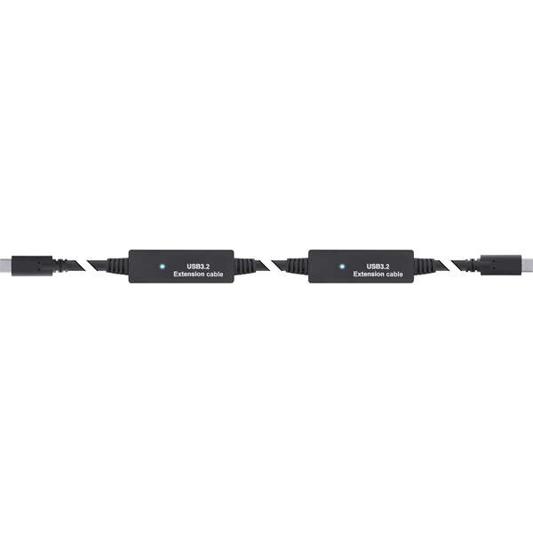 Naar omschrijving van 35672C - InLine USB 3.2 Gen.1 active cable, USB-C plug to USB-C plug, black, 15m