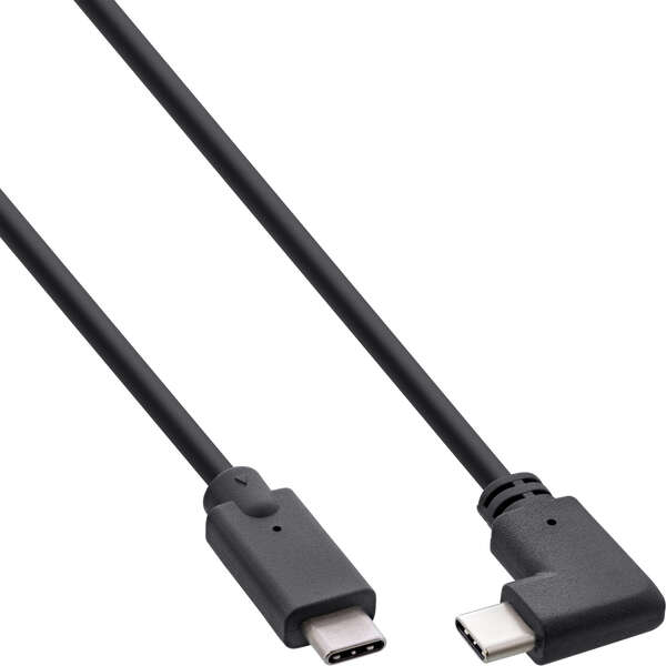 Naar omschrijving van 35701W - InLine USB 3.2 Gen.2 cable, USB-C male/male angled, black, 1m