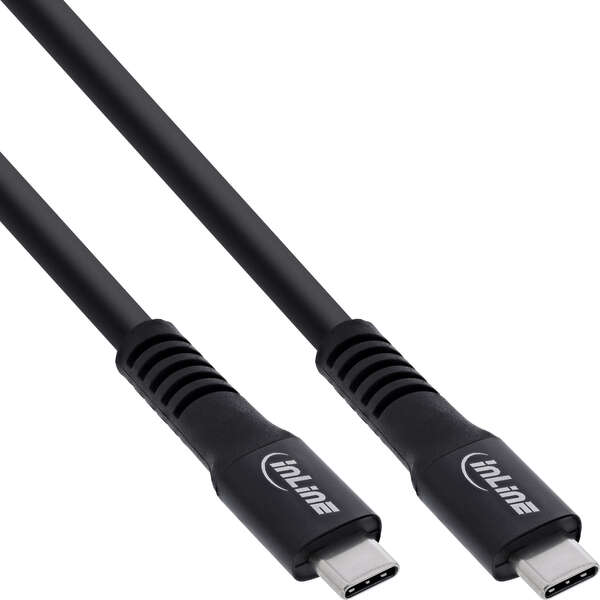 Naar omschrijving van 35933A - InLine USB4 cable, USB-C male/male, 4K 60Hz, 60W, TPE/aluminium, black, 3m