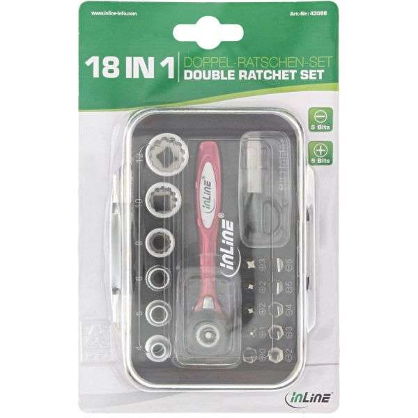 Naar omschrijving van 43098 - InLine mini ratchet set 18in1