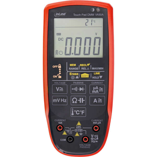 Naar omschrijving van 43127 - InLine® Multimeter with touch pad and illuminated display, CAT III / CAT IV