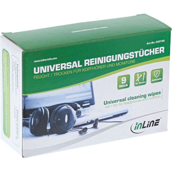 Naar omschrijving van 43214A - InLine Universal Cleaning Wipes wet/dry for headphones and monitors