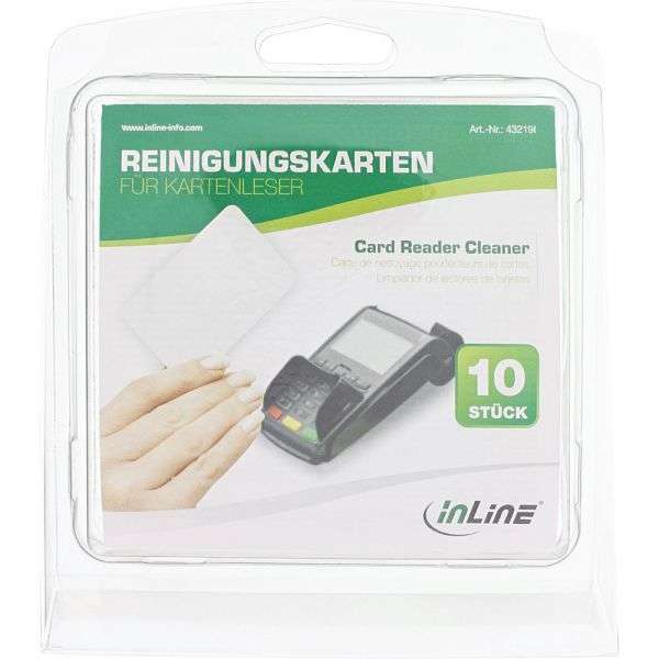 Naar omschrijving van 43219I - InLine Reinigingskaarten voor magnetische kaartlezer, vochtig, 10 stuks