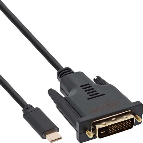 Naar omschrijving van 64131 - InLine USB Display Cable, USB Type-C male to DVI-D male, black, 1m