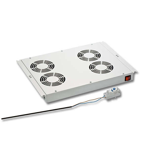 Naar omschrijving van 691655SWV3 - 19 inch 4-v ventilatorunit Dakmontage black