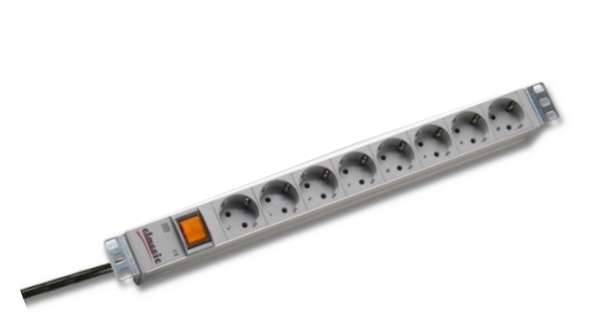 Naar omschrijving van 691686 - 19 inch 8-voudige spanningsslof met schakelaar 2m